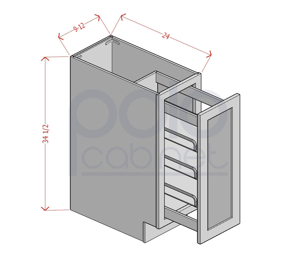 Full Height Door Base Cabinets with Spice Rack Pullout