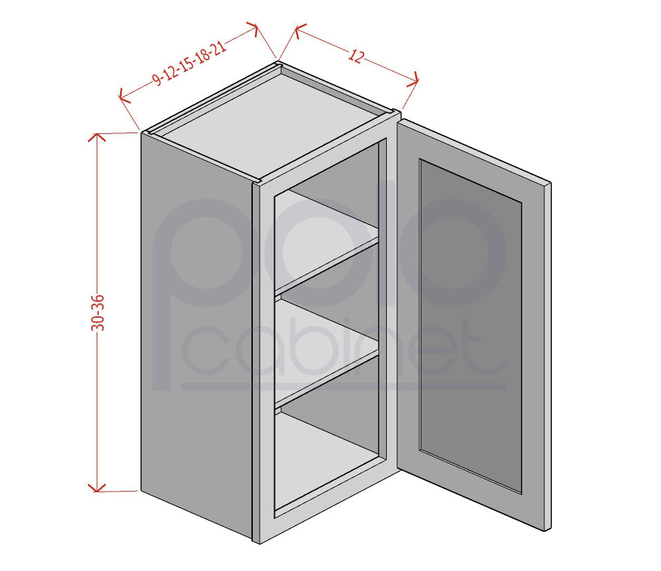 36" High Single Door Wall Cabinets