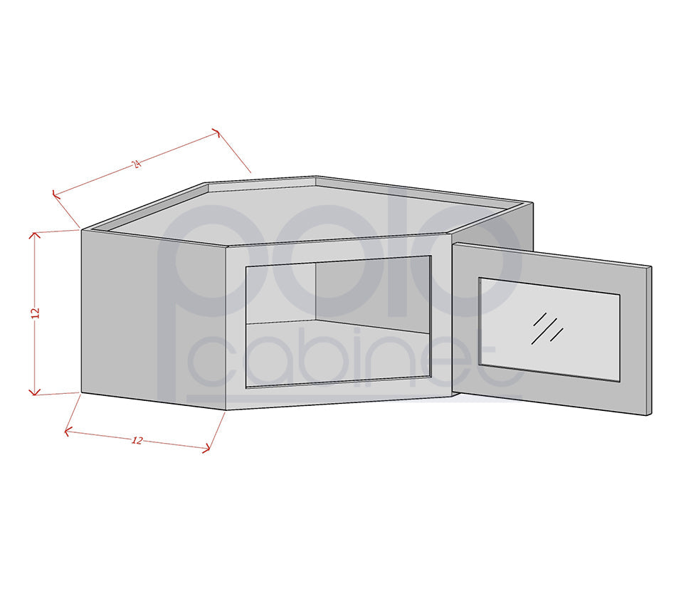Glass Door Diagonal Corner Wall Stacker Cabinet
