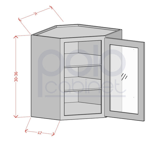 Glass Door Diagonal Corner Wall Cabinets