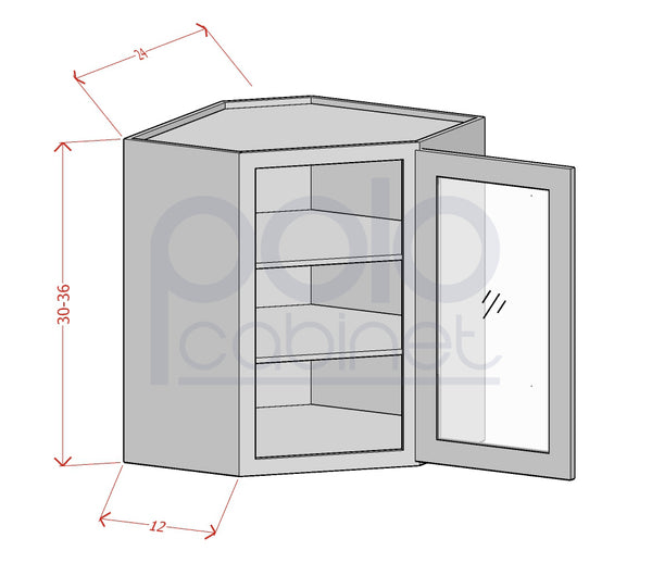 Glass Door Diagonal Corner Wall Cabinets