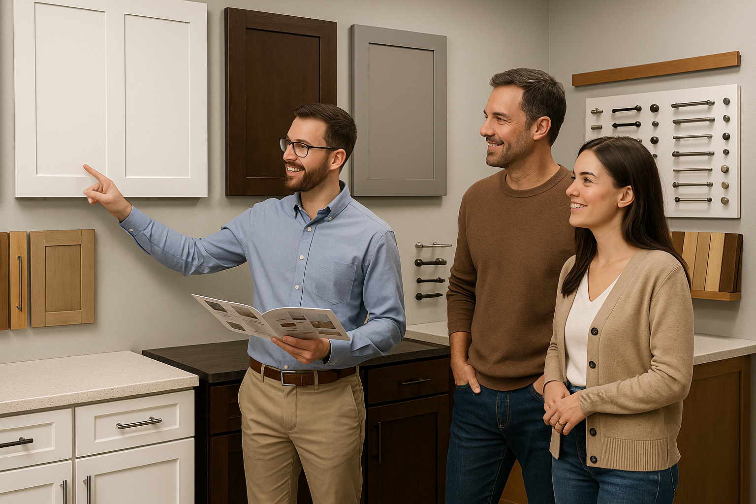 Customer support in a kitchen cabinet store